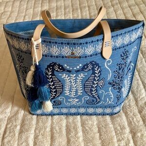 Spartina 449 Blue and White Tote Bag